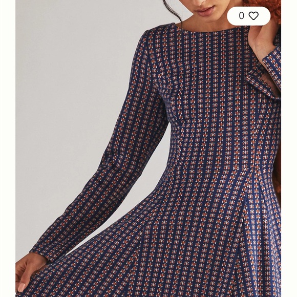 ANTHROPOLOGIE Large Jacquard A-Line Sweater Mini Dress - Picture 4 of 7